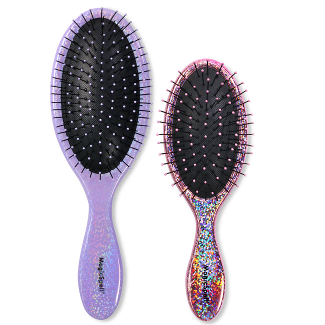 MagicSpell Pro 2 Piece Brush-Set for All Hair Types (Shiny Violet & Pink)