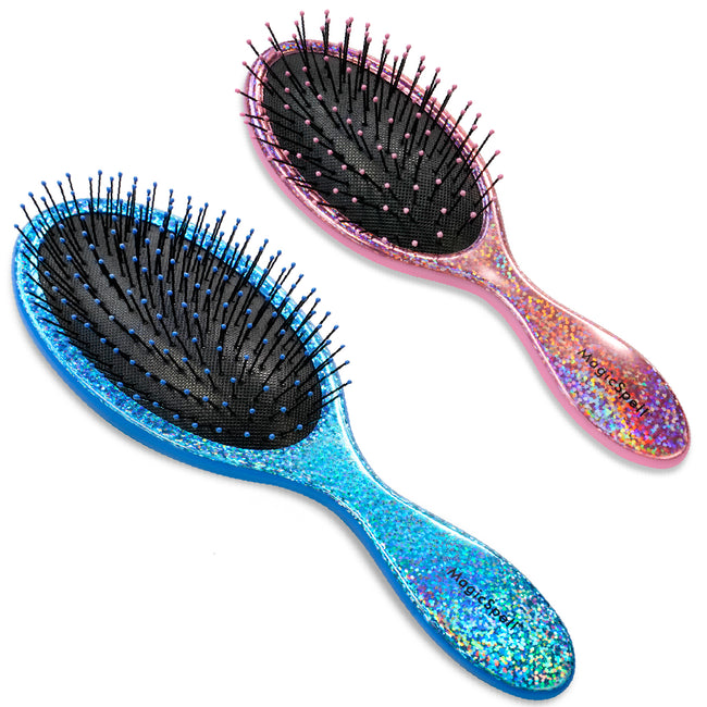 MagicSpell Pro 2 Piece Brush-Set for All Hair Types (Shiny Blue & Pink)