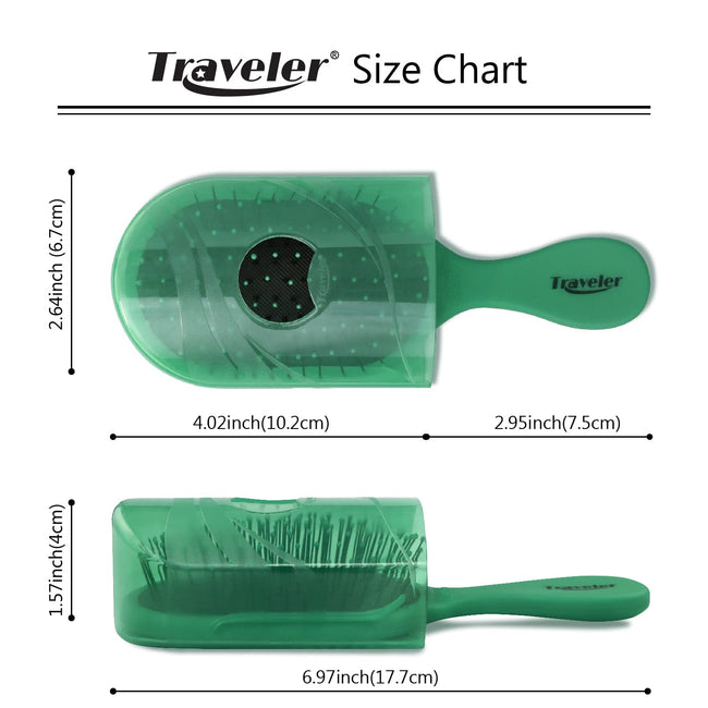 Patented Travel hair brush Traveler - Green