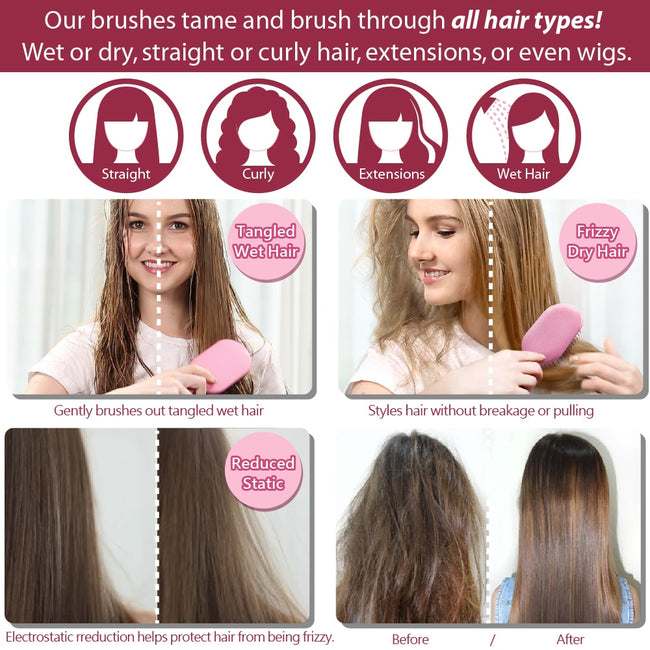 Patented Travel hair brush Traveler - Shiny Pink