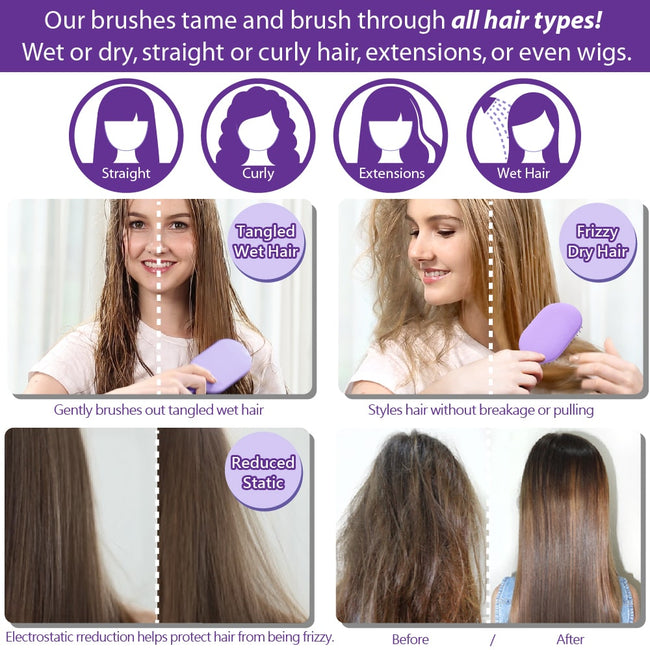 Patented Travel hair brush Traveler - Shiny Purple